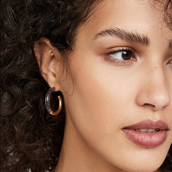 NWT Madewell Mini Resin & Metal Mix Hoop earrings - Picture 2 of 2